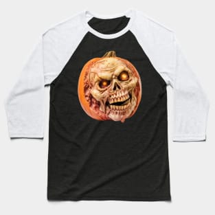 Zombie Jack O' Lantern Design Funny Halloween Baseball T-Shirt